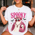Pink Ghost Spooky Season T-Shirt Cute Halloween Tees Gift For Friends - Merchluma