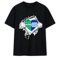 New York Jets And North Carolina Tar Heels Merch Mashup Heart With Superman Chest Rip T-Shirt - Merchluma