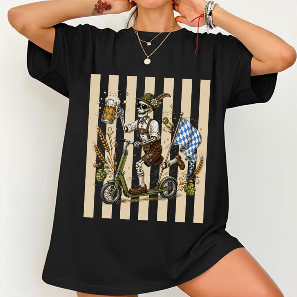 Skeleton Beer Funny Bavarian Festival German Beer Party T-Shirt Gifts For Drinkers - Merchluma