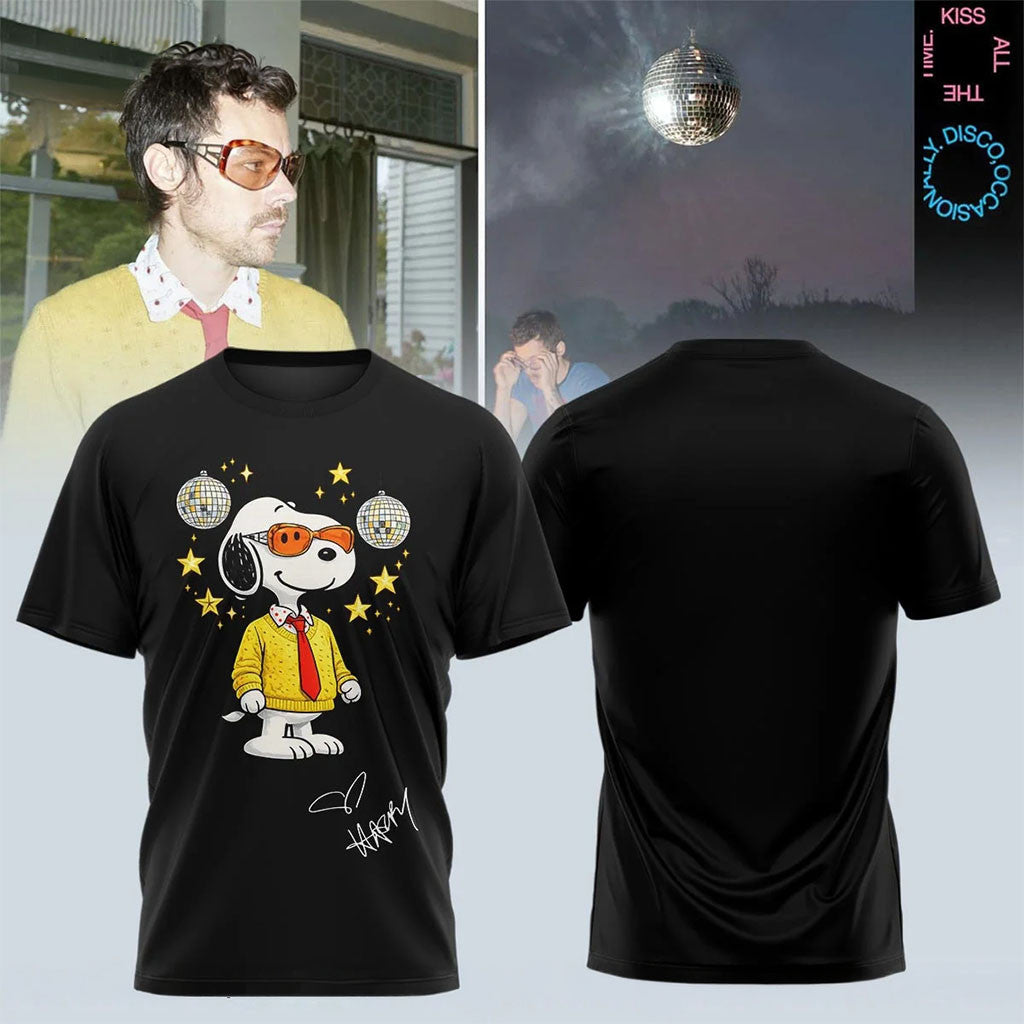 Snoopy x Harry Styles Merch 2026 Kiss All The Time Disco Occasionally T-Shirt Gift For BFF - Merchluma