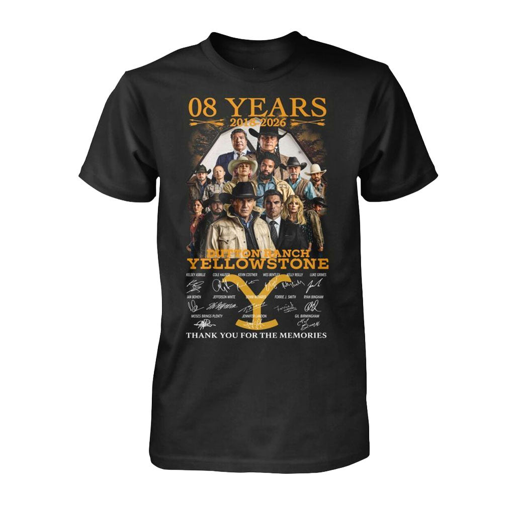 Yellowstone 8 Years 2018-2026 Thank You For The Memories T-Shirt Yellowstone Merch Fan Gifts - Merchluma