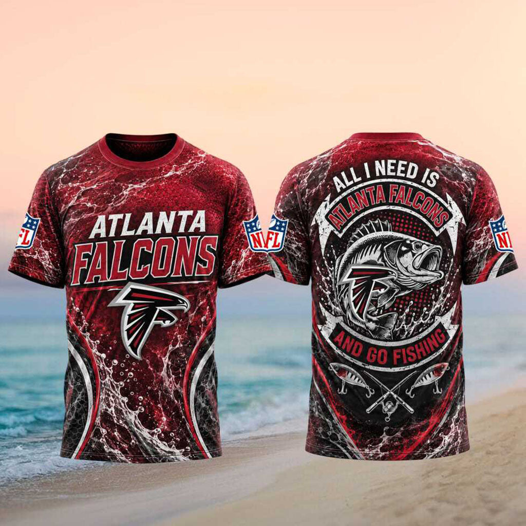 Atlanta Falcons All I Need Is Fishing Shirt Falcons Merch Gifts For Football Fan - Merchluma