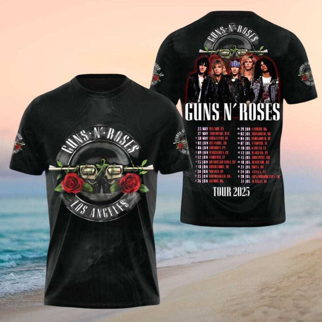 Guns N Roses Los Angeles Skull Guns Tour 2025 Shirt Guns N Roses Merch Fan Gifts - Merchluma