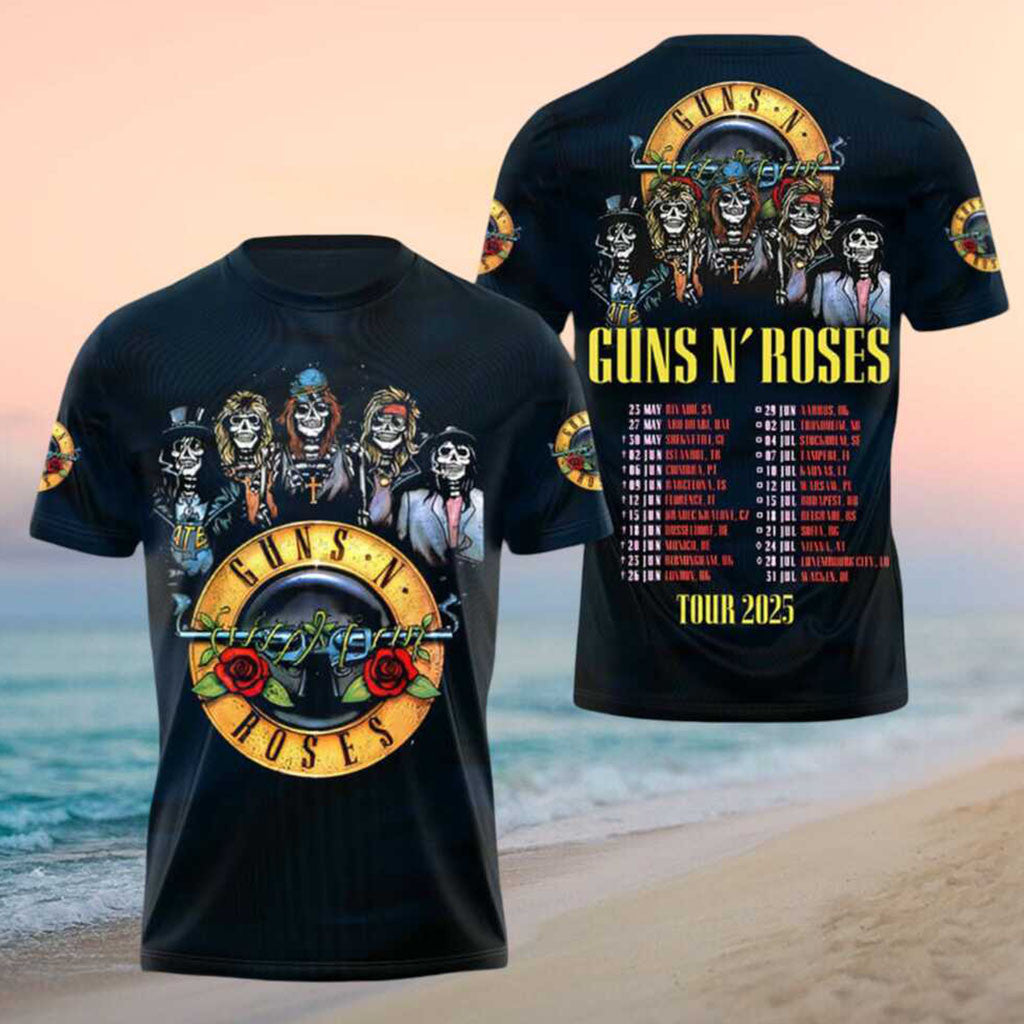 Guns N Roses Skeleton Band Tour 2025 Concert Shirt Guns N Roses Merch Band Fan Gifts - Merchluma