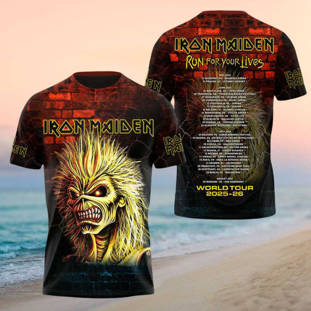 Iron Maiden Eddie Brick Wall Run For Your Lives Tour Shirt Iron Maiden Merch Gifts For Brother - Merchluma