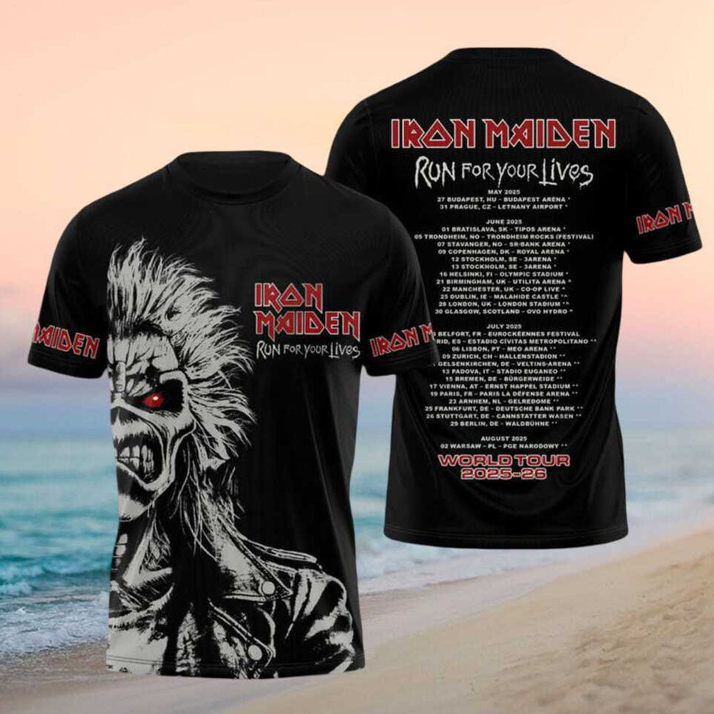 Iron Maiden Eddie Mascot Run For Your Lives World Tour Shirt Iron Maiden Merch Gifts For Dudes - Merchluma