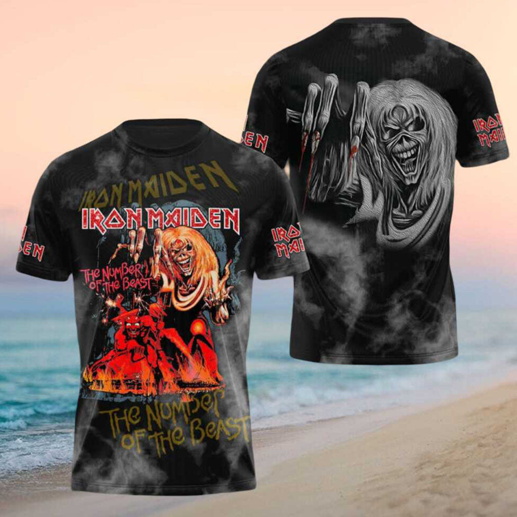 Iron Maiden Eddie The Number Of The Beast Devil Fire Shirt Iron Maiden Merch Gifts For Friends - Merchluma