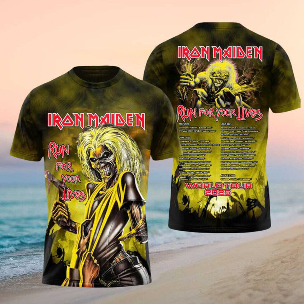Iron Maiden Run For Your Lives World Tour 2025 Concert Shirt Iron Maiden Merch Dudes Gifts - Merchluma