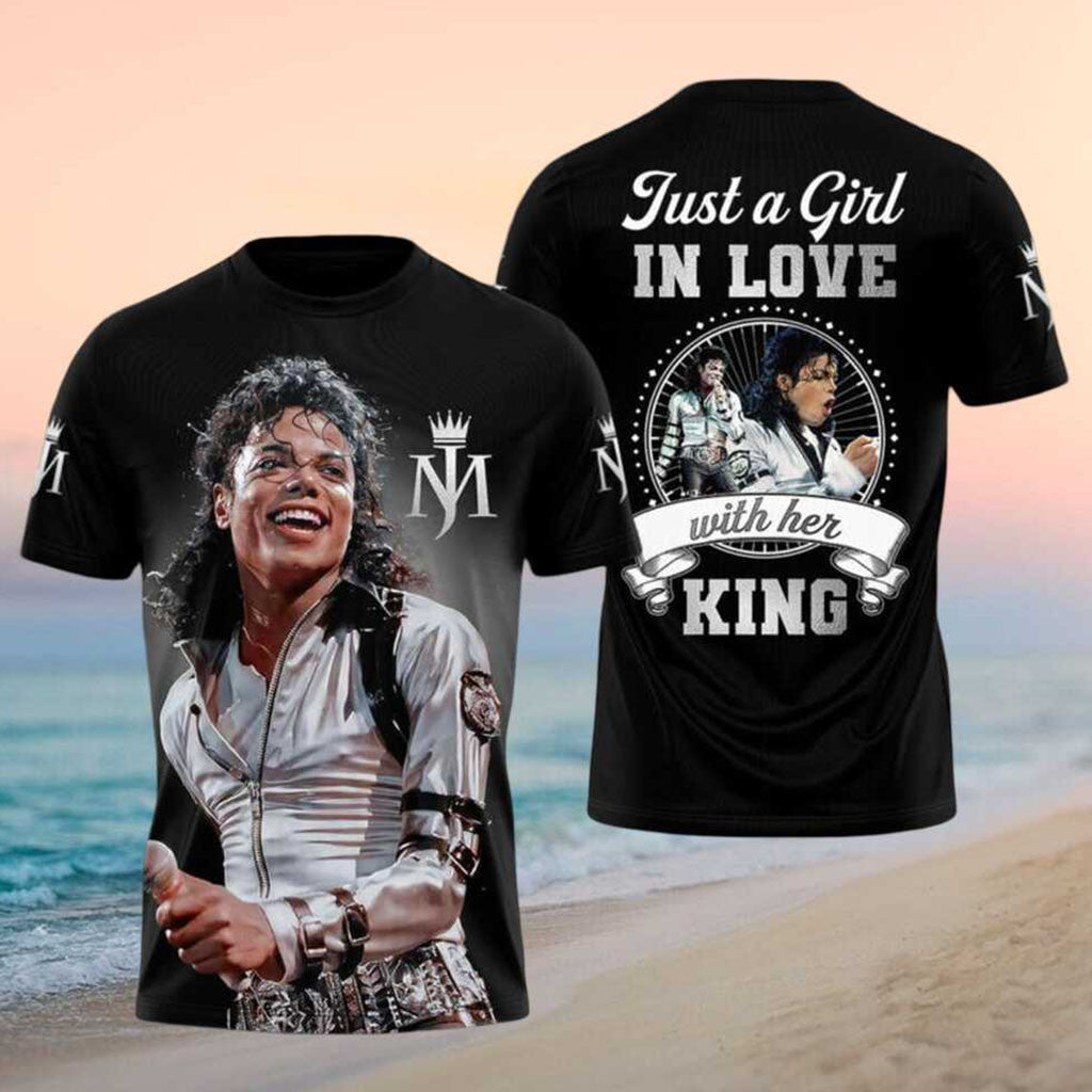 Michael Jackson King Of Pop Just A Girl In Love With Her King Shirt Michael Jackson Merch - Merchluma