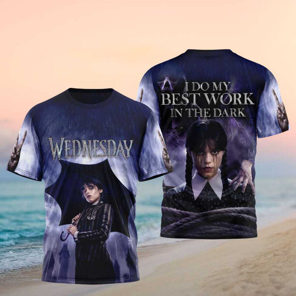 Wednesday Addams Umbrella Best Work In The Dark Gothic Shirt Wednesday Addams Merch Fan Gear - Merchluma