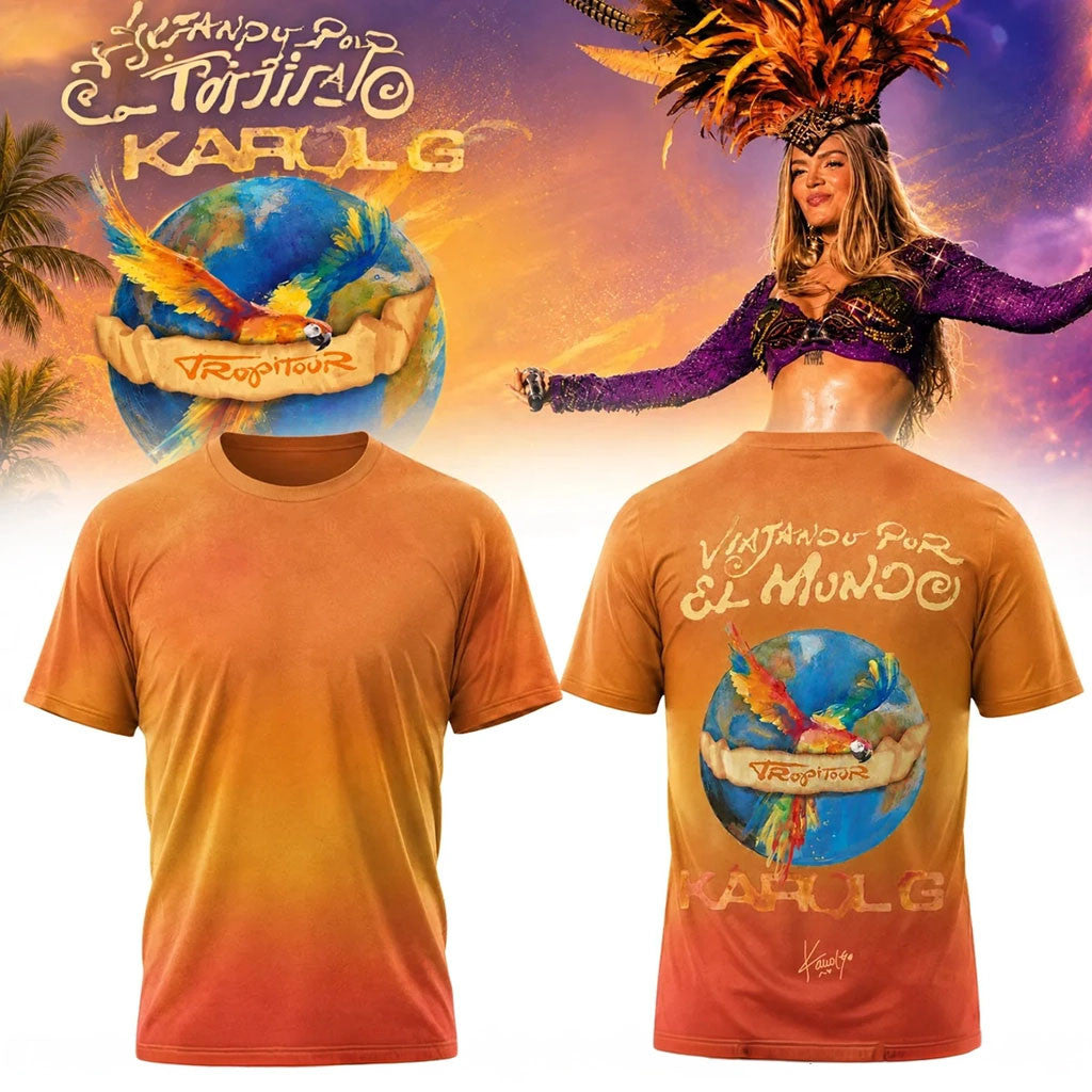 Karol G Viajando Por El Mundo Tropitour T-Shirt Karol G Merch 2026 World Tour Music Fan Gifts - Merchluma