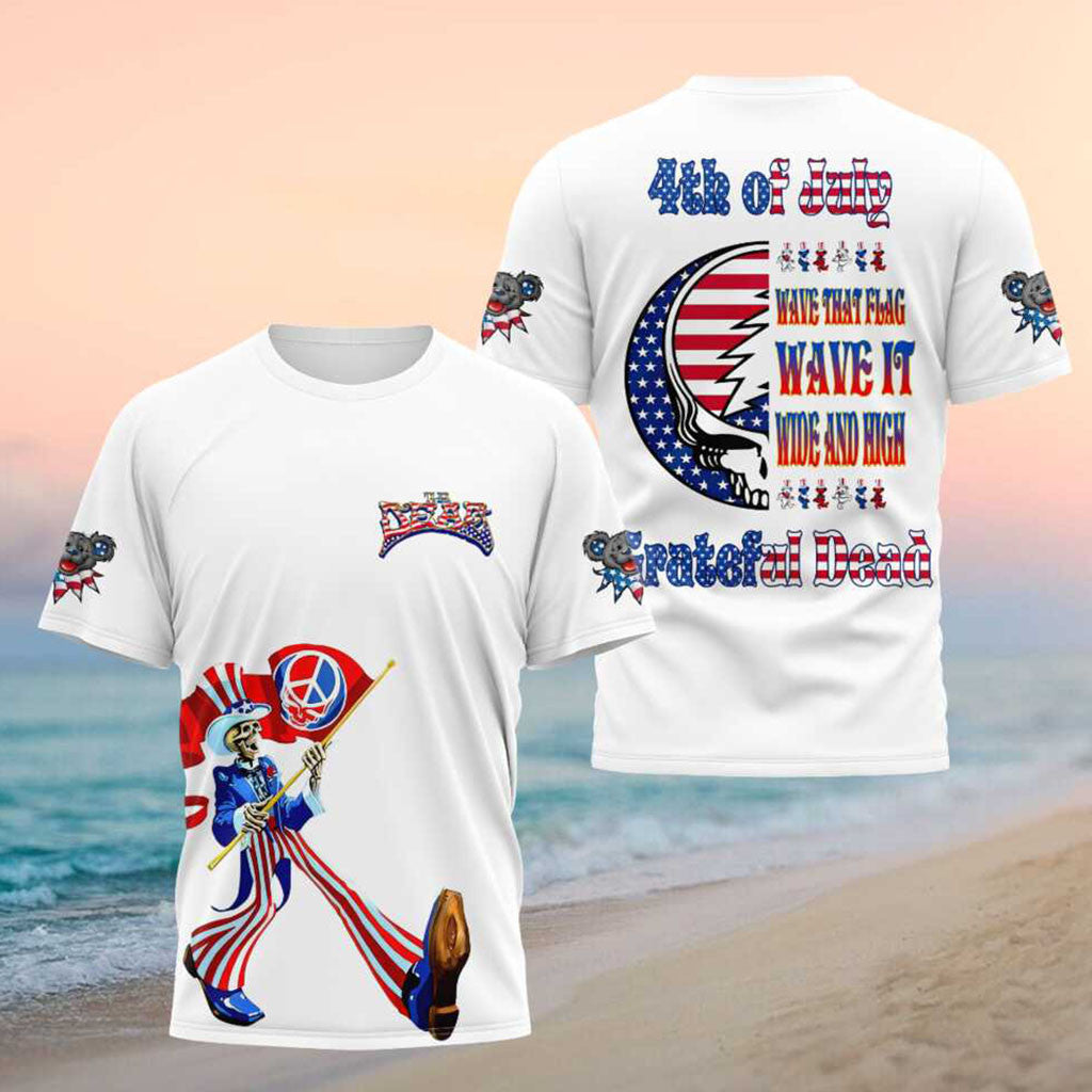 Grateful Dead Uncle Sam Fourth Of July Wave That Flag Shirt Grateful Dead Merch Fan Gifts - Merchluma