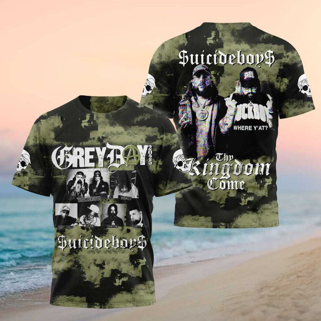 Suicideboys Hip Hop Duo Grey Day Thy Kingdom Come Camo Shirt Suicideboys Merch Fans Gifts - Merchluma