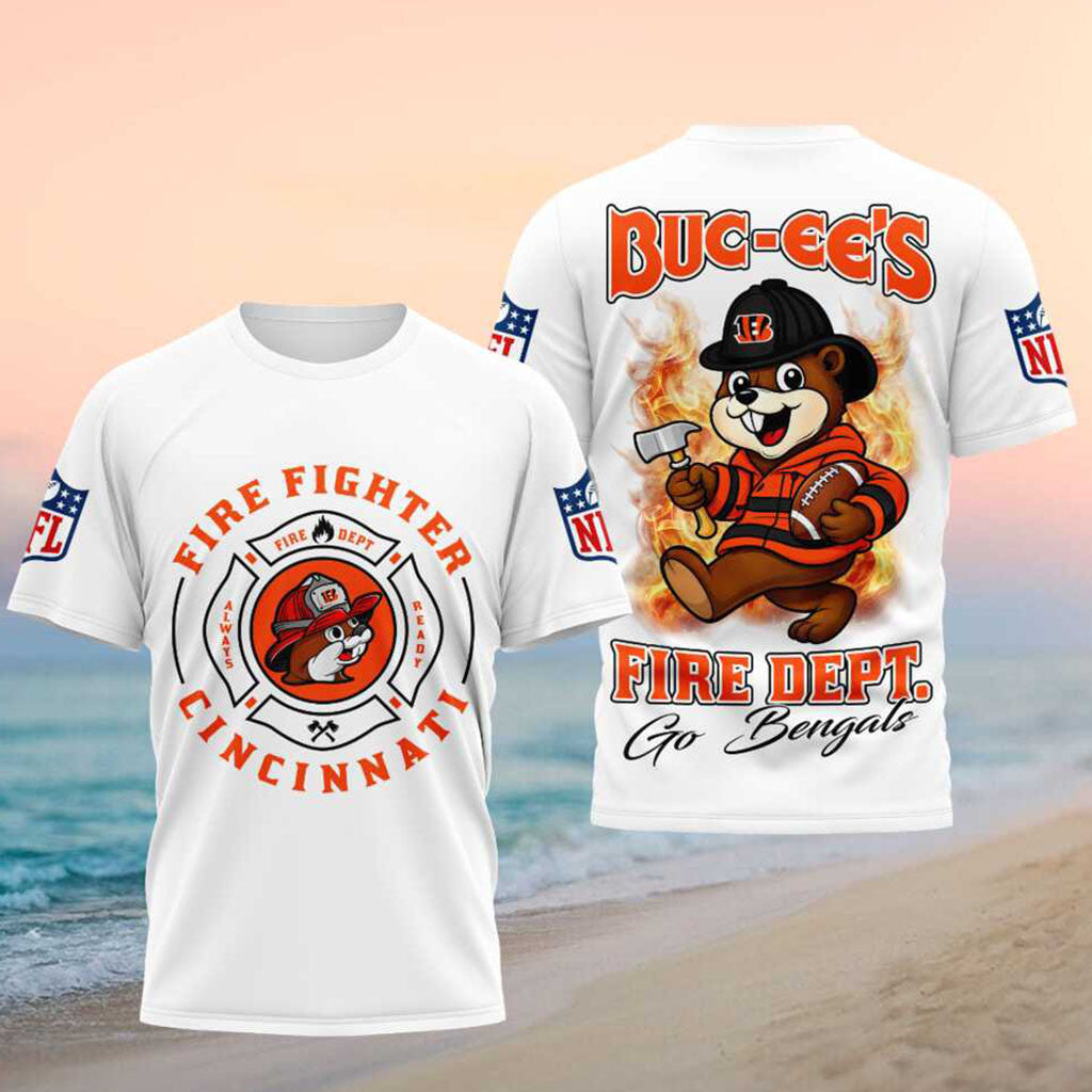 Cincinnati Bengals Firefighter Fire Dept Beaver Shirt Go Bengals Merch Gifts For Firefighter - Merchluma