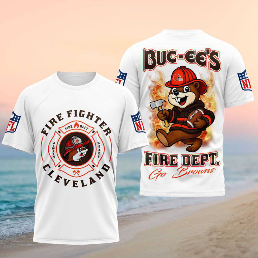 Cleveland Browns Firefighter Fire Dept Beaver Shirt Go Browns Merch Gifts For Fireman - Merchluma