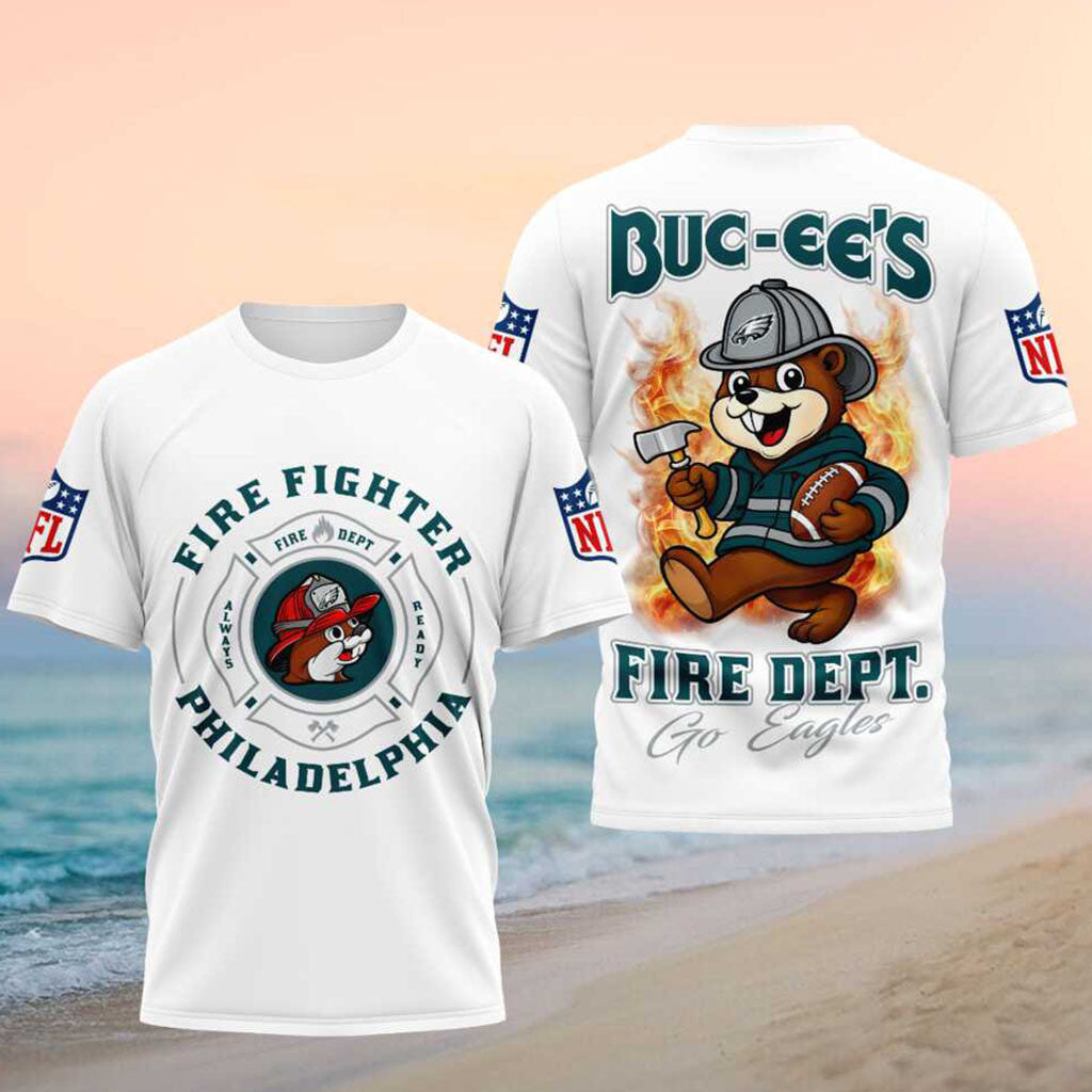 Philadelphia Eagles Firefighter Fire Dept Beaver Shirt Go Eagles Merch Best Gifts For Fireman - Merchluma