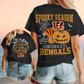 Cincinnati Bengals Halloween Spooky Season Pumpkin Football Shirt Bengals Merch Gifts For BFF - Merchluma