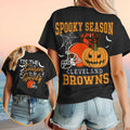 Cleveland Browns Halloween Spooky Season Pumpkin Football Shirt Browns Merch Gifts For Her - Merchluma