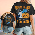 Detroit Lions Halloween Spooky Season Pumpkin Football Shirt Lions Merch Halloween Gifts - Merchluma