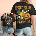 Green Bay Packers Halloween Spooky Season Pumpkin Football Shirt Packers Merch Halloween Gifts - Merchluma