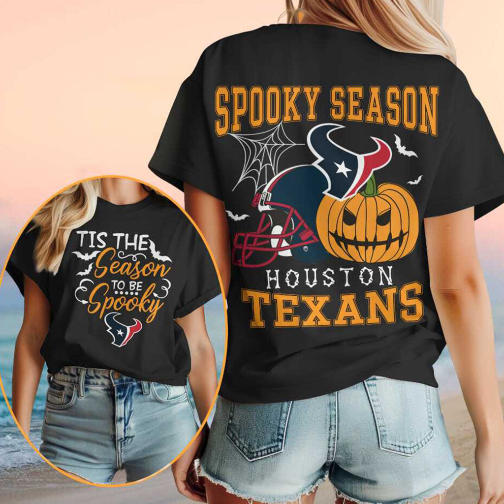 Houston Texans Halloween Spooky Season Pumpkin Football Shirt Texans Merch Halloween Gifts - Merchluma