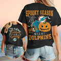 Miami Dolphins Halloween Spooky Season Pumpkin Football Shirt Dolphins Merch Her Presents - Merchluma