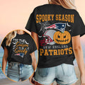 New England Patriots Halloween Spooky Season Pumpkin Football Shirt Patriots Merch Gift For BFF - Merchluma