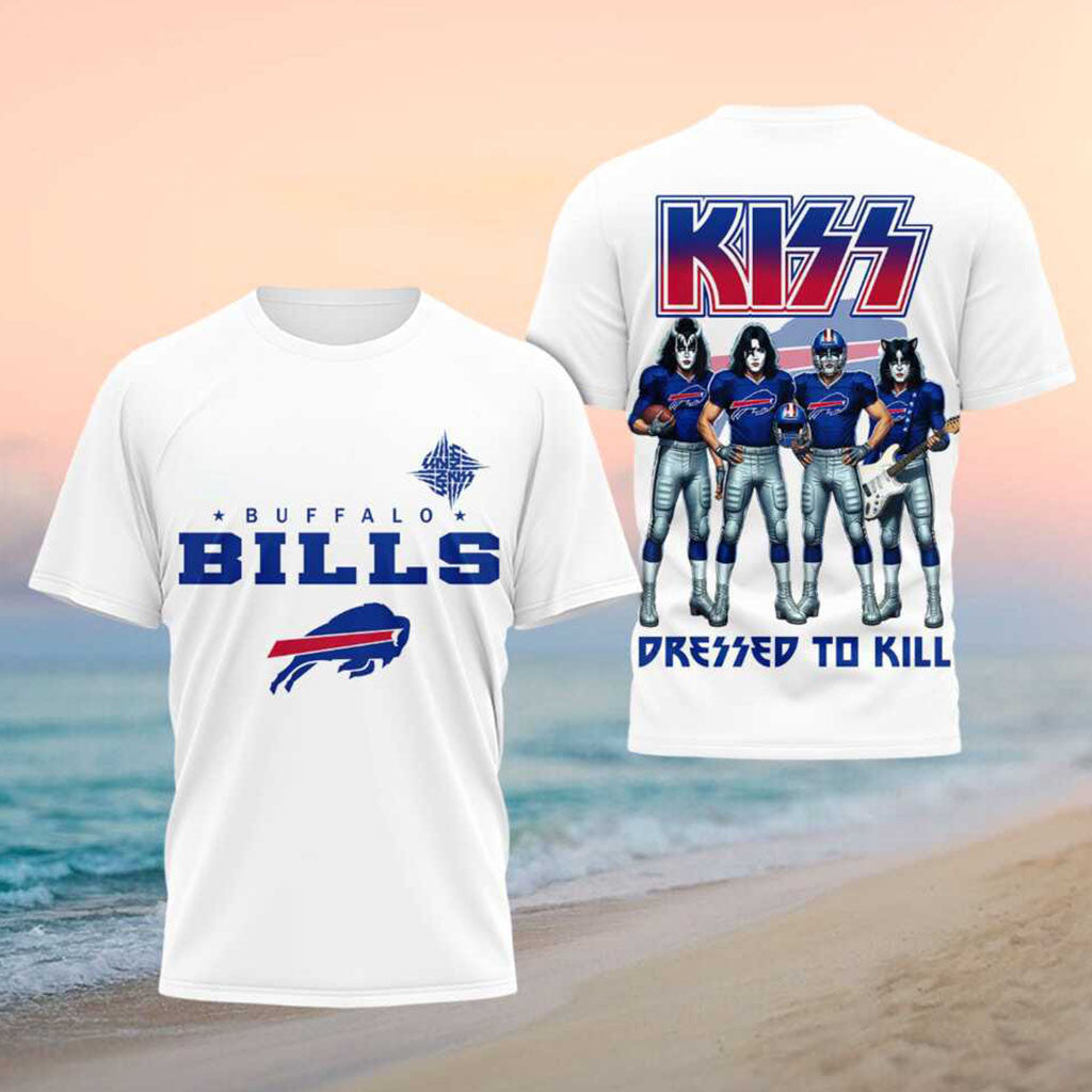 Buffalo Bills x Kiss Band Merch Dressed To Kill Football Shirt Presents For Football Fans - Merchluma