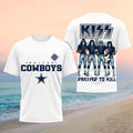 Dallas Cowboys x Kiss Band Merch Dressed To Kill Football Shirt Best Gift For Football Lovers - Merchluma