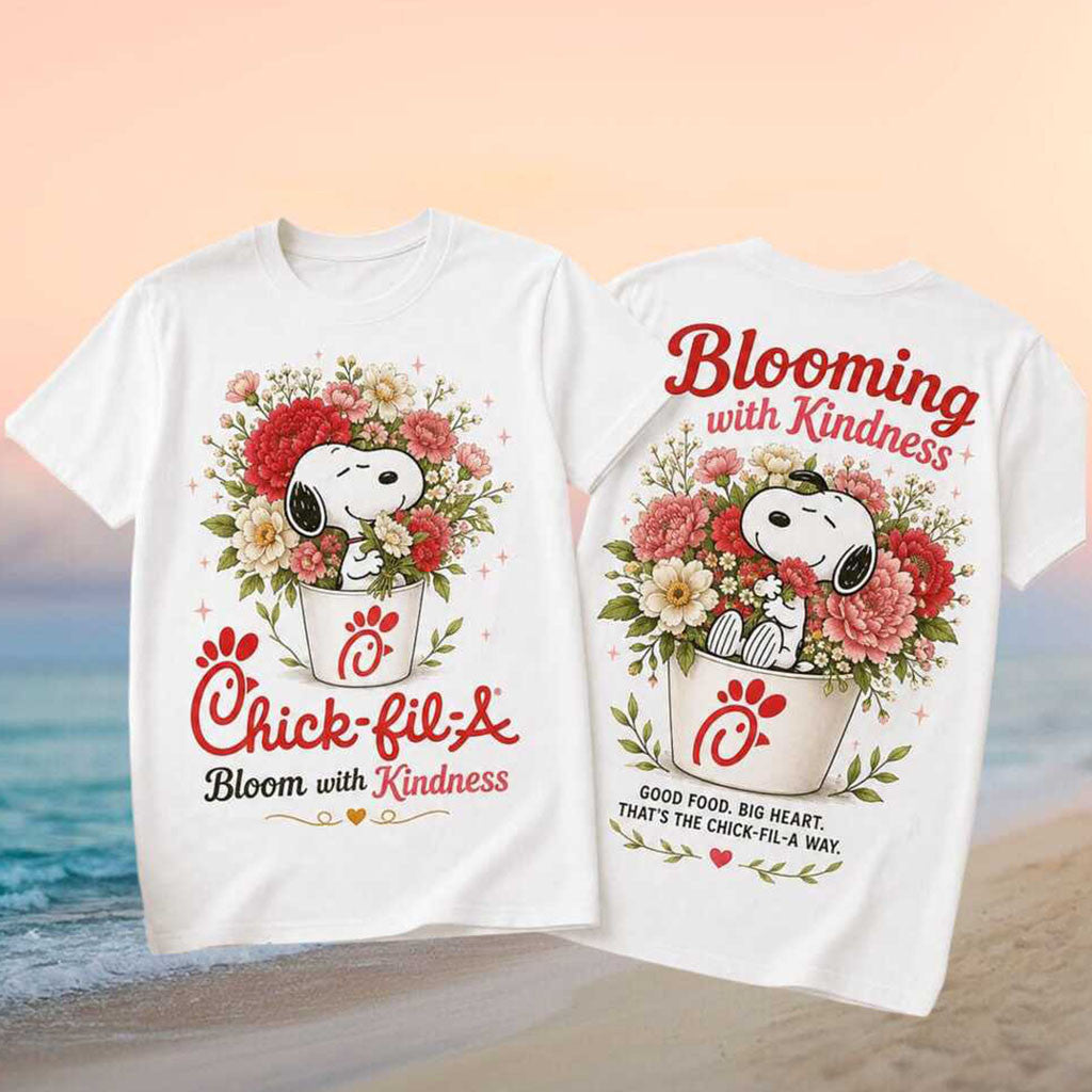 Chick Fil A Peanuts Snoopy Floral Blooming With Kindness Shirt Funny Snoopy T-Shirt BFF Gifts - Merchluma