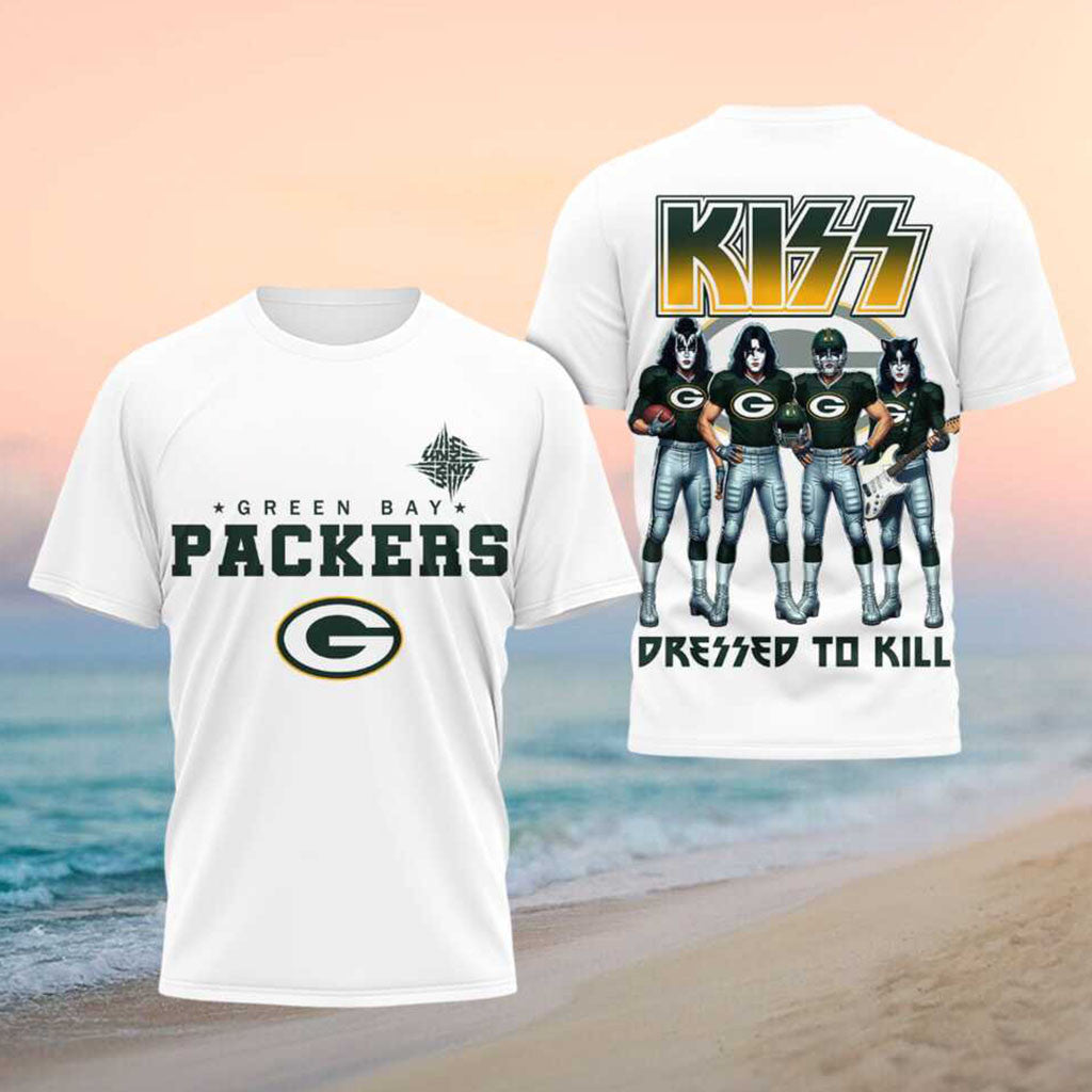 Green Bay Packers Kiss Band Dressed To Kill Football Shirt Packers Merch Gifts For Football Fan - Merchluma