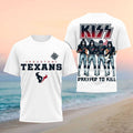 Houston Texans Kiss Band Dressed To Kill Football Shirt Texans Merch Gifts For Football Fan - Merchluma