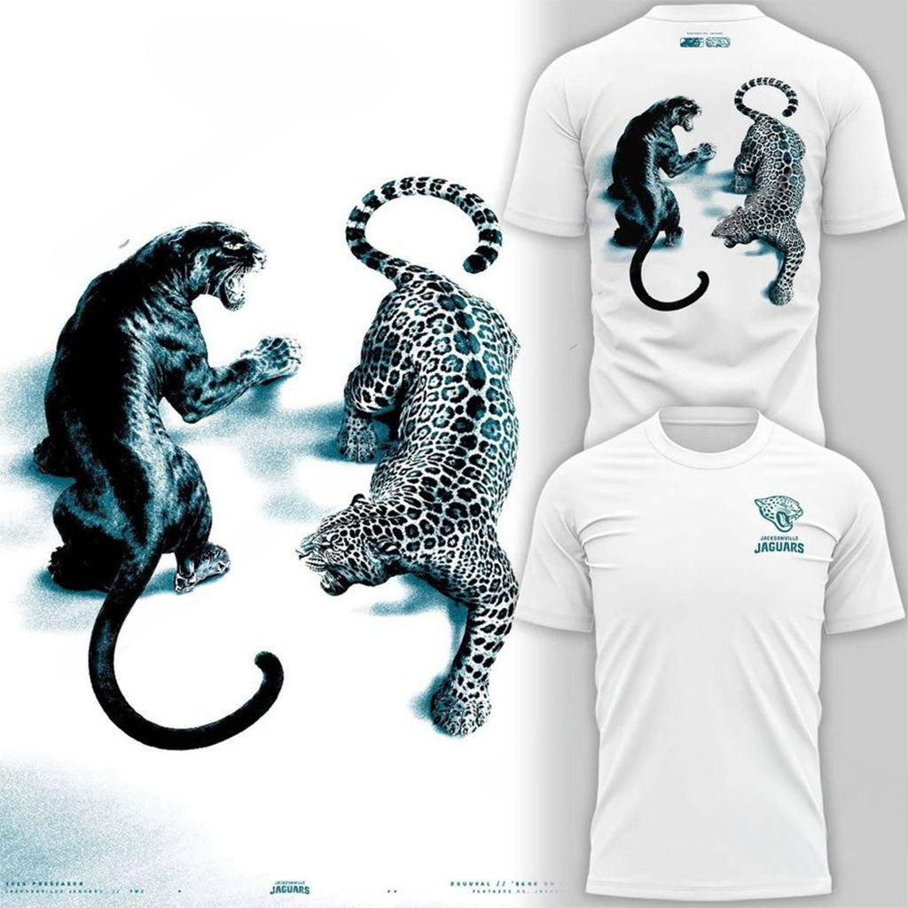 Jacksonville Jaguars Merch Panthers vs Jaguars Cat Fight Preseason Week 2 T-Shirt Fan Gifts - Merchluma