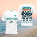 Miami Dolphins x Kiss Band Dressed To Kill Football Shirt Kiss Merch Gifts For Music Fans - Merchluma