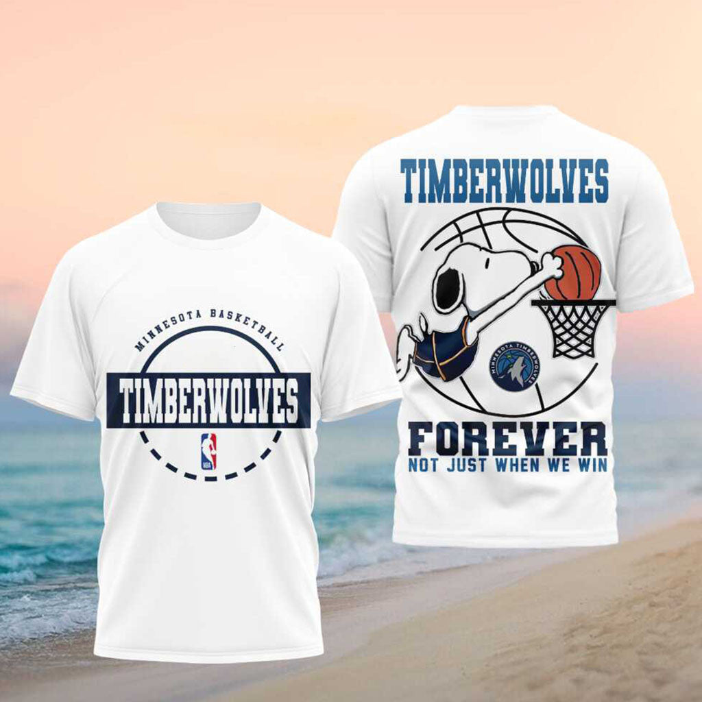 Minnesota Timberwolves Snoopy Forever Not Just When We Win Shirt Timberwolves Merch Fan Gifts - Merchluma