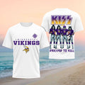 Minnesota Vikings x Kiss Band Dressed To Kill Football Shirt Vikings Merch Football Fan Gear - Merchluma