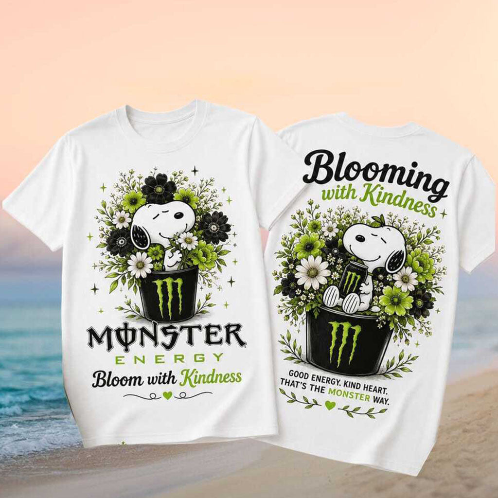 Monster Energy Drink Snoopy Bloom With Kindness Floral Shirt Monster Energy Merch Fans Gifts - Merchluma