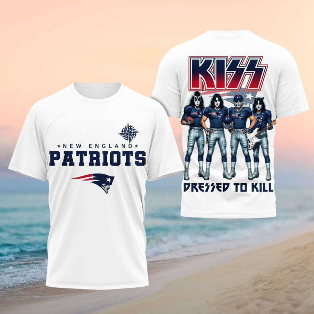 New England Patriots x Kiss Band Dressed To Kill Football Shirt Patriots Merch Football Fan Gear - Merchluma