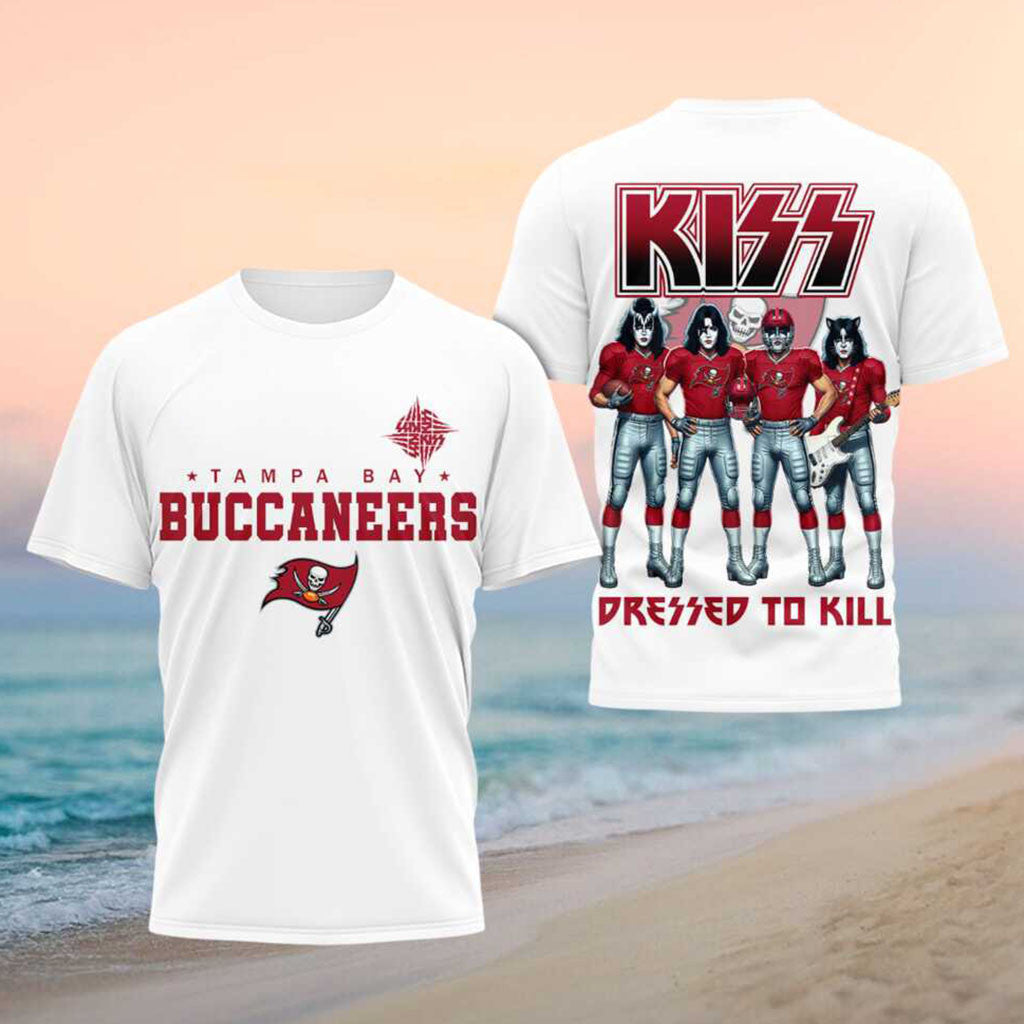Tampa Bay Buccaneers x Kiss Band Dressed To Kill Football Shirt Buccaneers Merch Fan Gifts - Merchluma