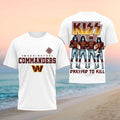 Washington Commanders x Kiss Band Dressed To Kill Football Shirt Commanders Merch Fan Gifts - Merchluma