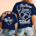 This Nurse Love Football Heart Stethoscope T-Shirt Navy Gifts For Nurses Football Lovers - Merchluma