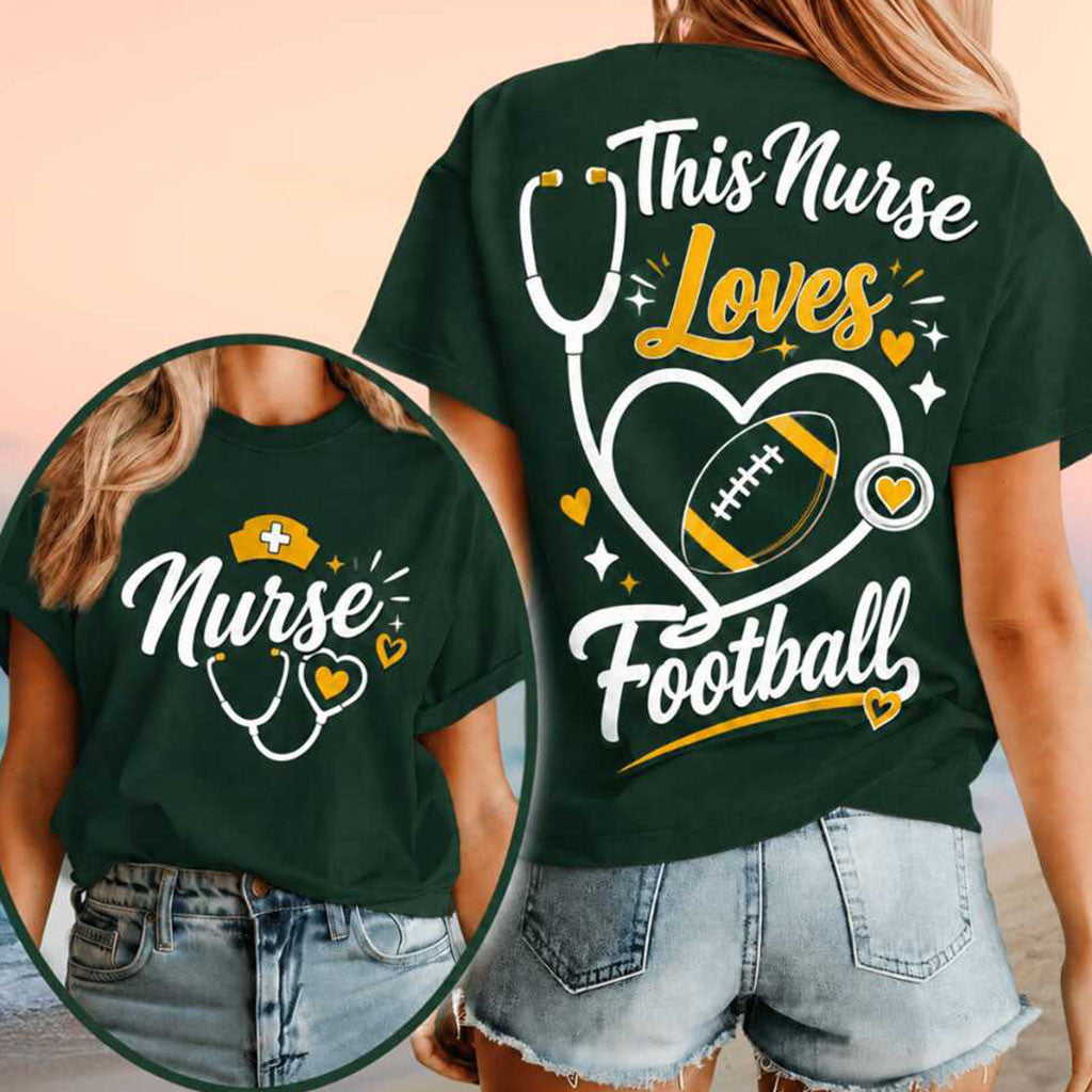 This Nurse Love Football Heart Stethoscope T-Shirt Gift Ideas For Nurses Football Lovers - Merchluma