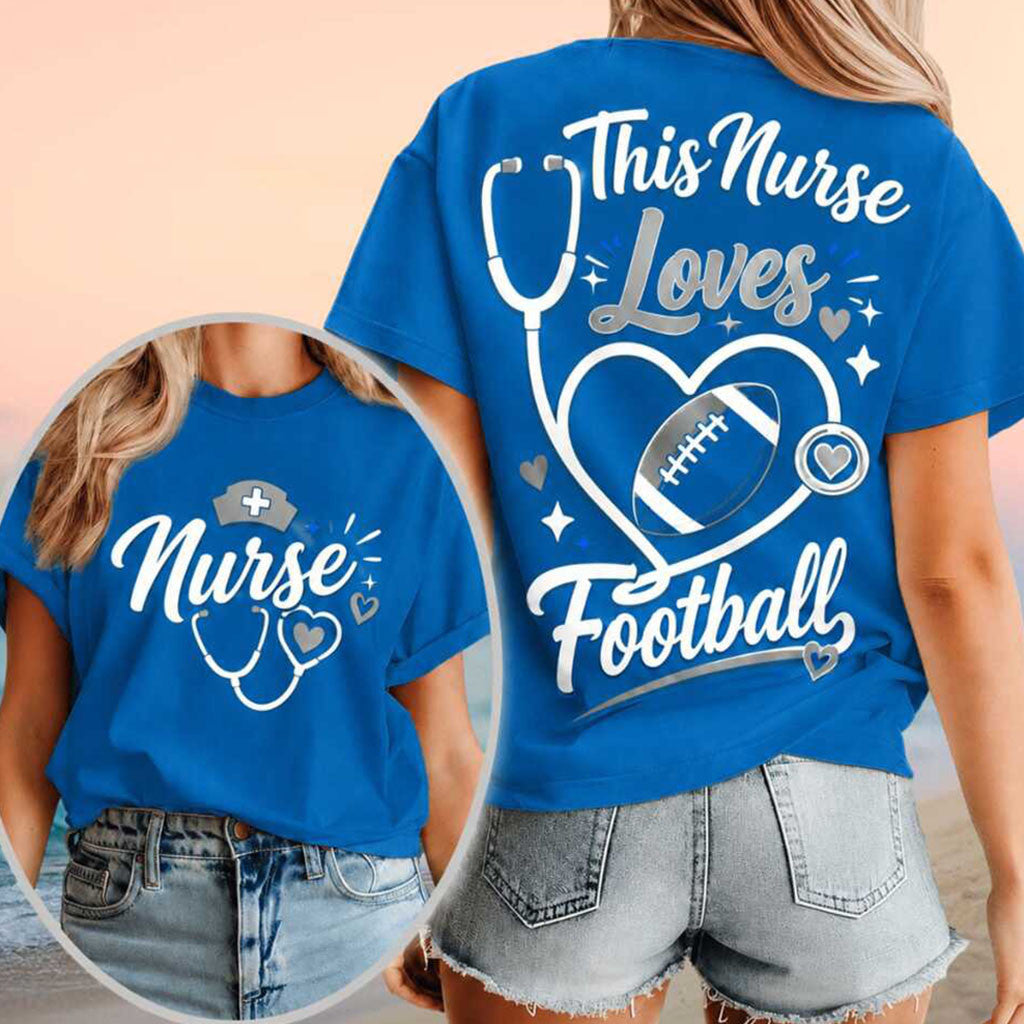 This Nurse Love Football Heart Stethoscope T-Shirt Football Lovers Shirt Gift Ideas For Nurses - Merchluma