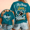 This Nurse Love Football Heart Stethoscope T-Shirt Football Lovers Gifts For Nurses - Merchluma