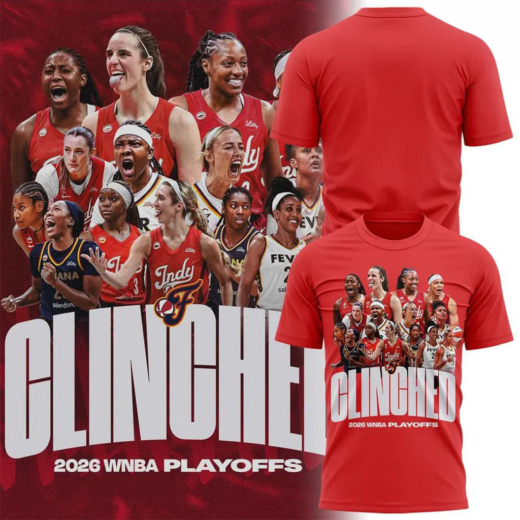 Indiana Fever 2026 WNBA Playoffs Clinched Red T-Shirt Indiana Fever Merch Basketball Fan Gifts - Merchluma