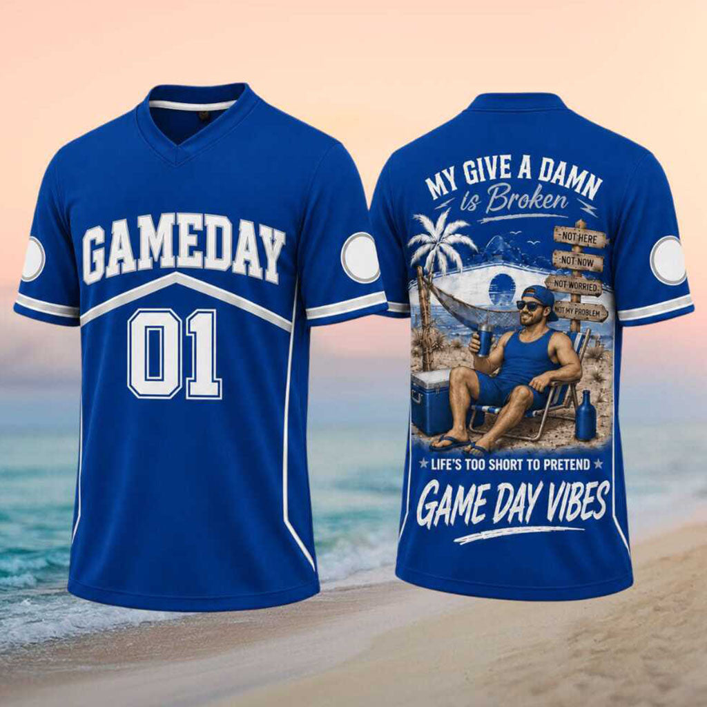 Gameday 01 My Give A Damn Is Broken Football V-Neck Shirt Funny Gameday Shirt Football Fan Gifts - Merchluma
