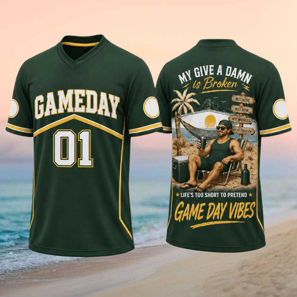 Gameday 01 My Give A Damn Is Broken V-Neck Shirt Funny Gameday Vibes Gift for Him - Merchluma