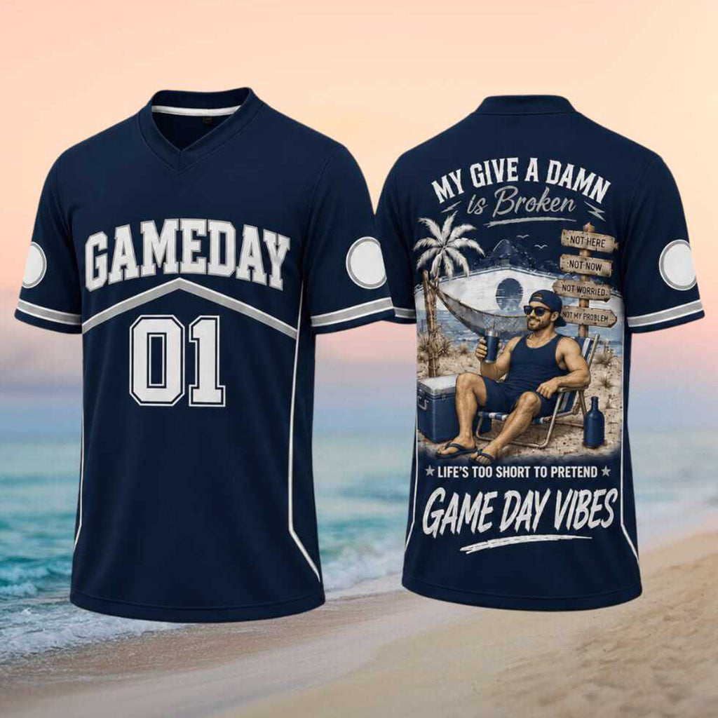 Gameday 01 My Give A Damn Is Broken V-Neck Shirt Funny Football Beach Shirt For Men - Merchluma