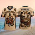 Custom Denver Broncos Old School Loyalty Skull Rose V-Neck Shirt Broncos Merch Fan Gear - Merchluma
