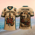 Custom Jacksonville Jaguars Old School Loyalty Skull Rose V-Neck Shirt Jaguars Merch Fan Gifts - Merchluma